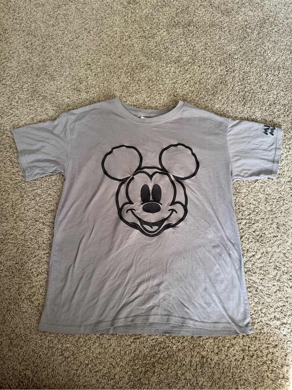 Disney Black Embroidered Mickey Mouse Gray Women’s Size Medium Tshirt